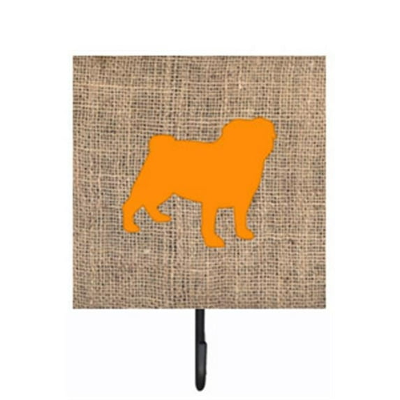 Carolines Treasures BB1112-BL-OR-SH4 Pug Burlap And Orange Leash Or Key Holder