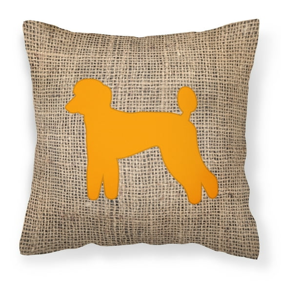 Carolines Treasures BB1114-BL-OR-PW1818 Poodle Burlap and Orange   Canvas Fabric Decorative Pillow BB1114 18H x18W