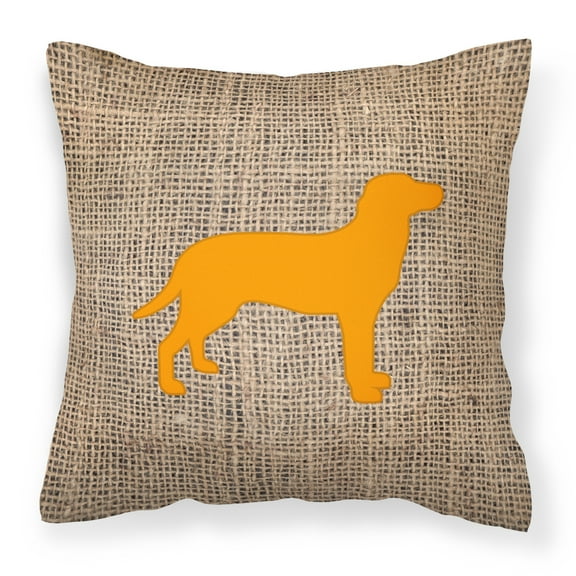 Carolines Treasures BB1116-BL-OR-PW1818 Labrador Burlap and Orange   Canvas Fabric Decorative Pillow BB1116 18H x18W