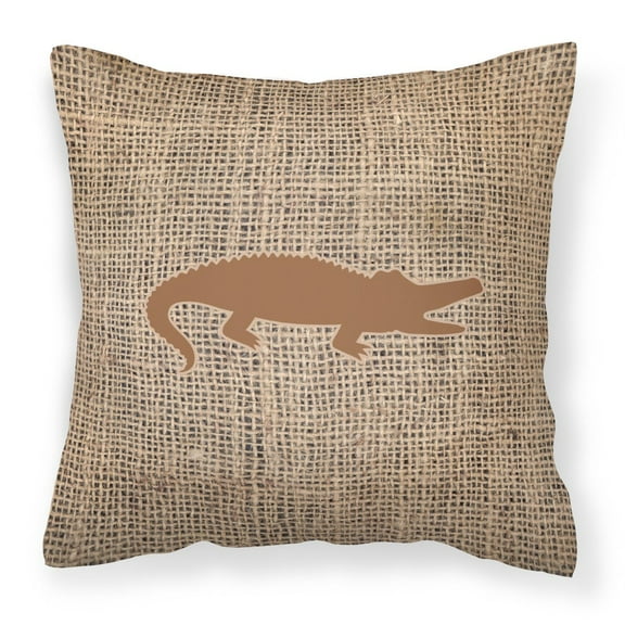 Carolines Treasures BB1120-BL-BN-PW1818 Alligator Burlap and Brown   Canvas Fabric Decorative Pillow BB1120 18H x18W