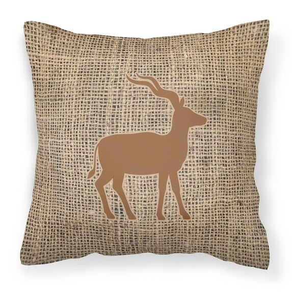 Carolines Treasures BB1121-BL-BN-PW1818 Deer Burlap and Brown Canvas Fabric Decorative Pillow BB1121 18H x18W