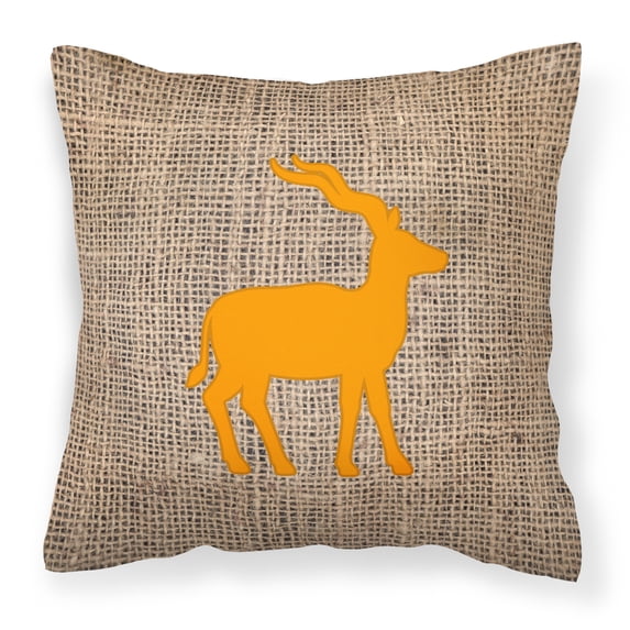 Carolines Treasures BB1121-BL-OR-PW1414 Deer Burlap and Orange Canvas Fabric Decorative Pillow BB1121 14Hx14W