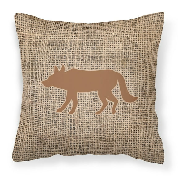 Carolines Treasures BB1123-BL-BN-PW1414 Wolf Burlap and Brown   Canvas Fabric Decorative Pillow BB1123 14Hx14W
