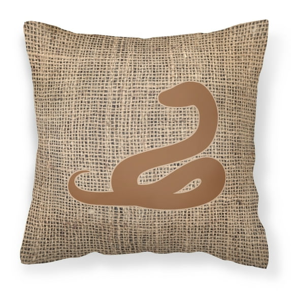 Carolines Treasures BB1124-BL-BN-PW1414 Snake Burlap and Brown Canvas Fabric Decorative Pillow BB1124 14Hx14W