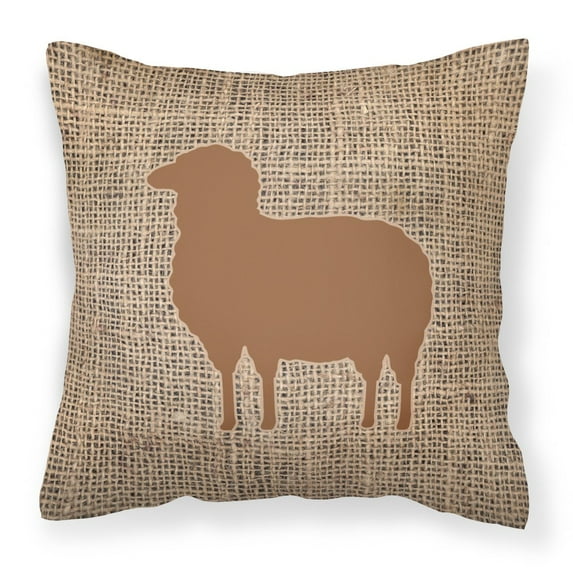 Carolines Treasures BB1126-BL-BN-PW1818 Sheep Burlap and Brown Canvas Fabric Decorative Pillow BB1126 18H x18W