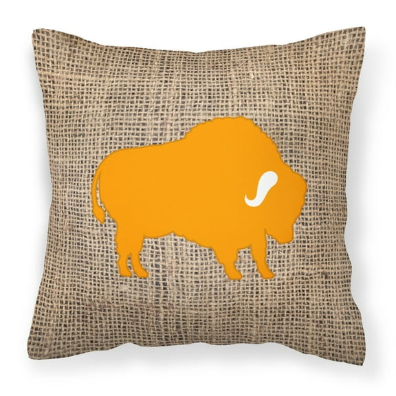 Carolines Treasures BB1127-BL-OR-PW1818 Buffalo Burlap and Orange   Canvas Fabric Decorative Pillow BB1127 18H x18W