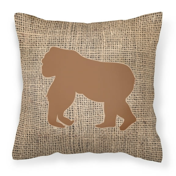 Carolines Treasures BB1129-BL-BN-PW1414 Gorilla Burlap and Brown   Canvas Fabric Decorative Pillow BB1129 14Hx14W