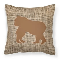 Carolines Treasures BB1129-BL-BN-PW1414 Gorilla Burlap and Brown Canvas Fabric Decorative Pillow BB1129 14Hx14W