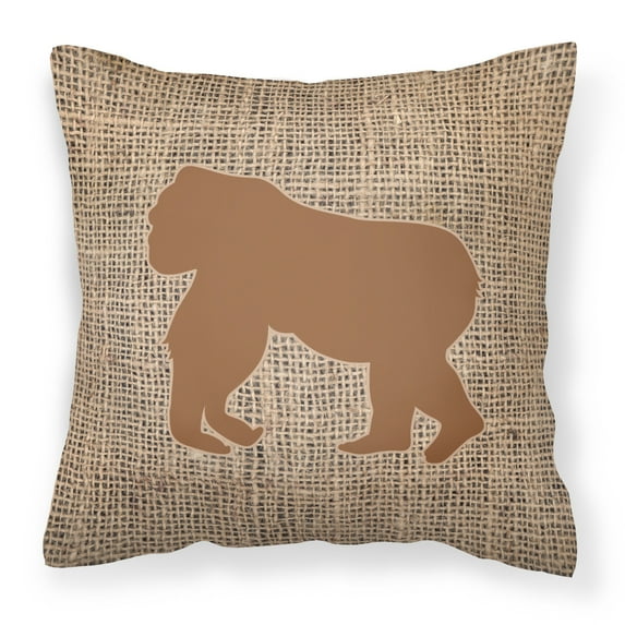 Carolines Treasures BB1129-BL-BN-PW1818 Gorilla Burlap and Brown Canvas Fabric Decorative Pillow BB1129 18H x18W