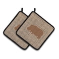 thumbnail image 1 of Carolines Treasures BB1130-BL-BN-PTHD Hippopotamus Faux Burlap and Brown Pair of Pot Holders , 7.5HX7.5W, multicolor, 1 of 3