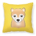 thumbnail image 1 of Carolines Treasures BB1133PW1414 Yellow Checkered Shiba Inu   Canvas Fabric Decorative Pillow  14Hx14W multicolor, 1 of 4