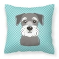 thumbnail image 1 of Blue Checkered Schnauzer Fabric Decorative Pillow, 1 of 4