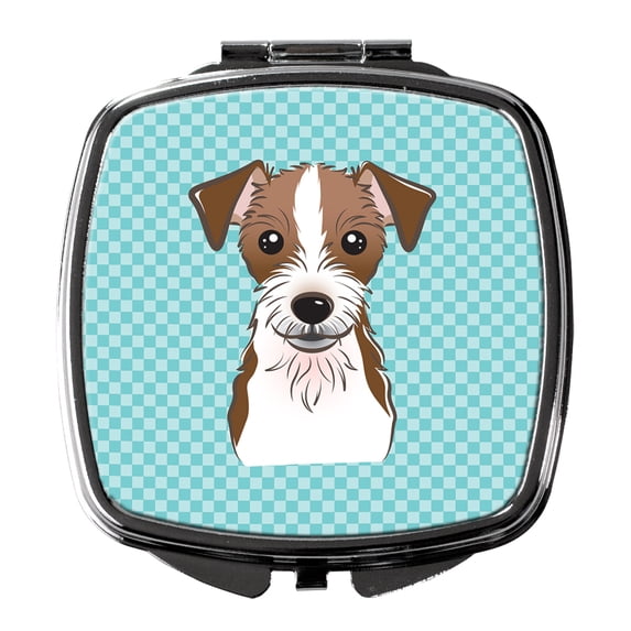 Carolines Treasures BB1140SCM Checkerboard Blue Jack Russell Terrier Compact Mirror BB1140SCM multicolor