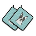 thumbnail image 1 of Carolines Treasures BB1141PTHD Checkerboard Blue Boston Terrier Pair of Pot Holders , 7.5HX7.5W, multicolor, 1 of 3