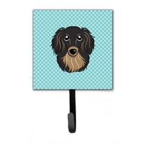 Carolines Treasures BB1151SH4 Checkerboard Blue Longhair Black And Tan Dachshund Leash & Key Holder