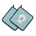 thumbnail image 1 of Carolines Treasures BB1155PTHD Checkerboard Blue Bichon Frise Pair of Pot Holders , 7.5HX7.5W, multicolor, 1 of 3