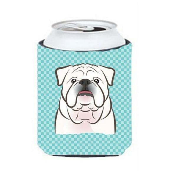 Carolines Treasures BB1158CC Checkerboard Blue White English Bulldog Can Or Bottle Hugger- 12 Oz.