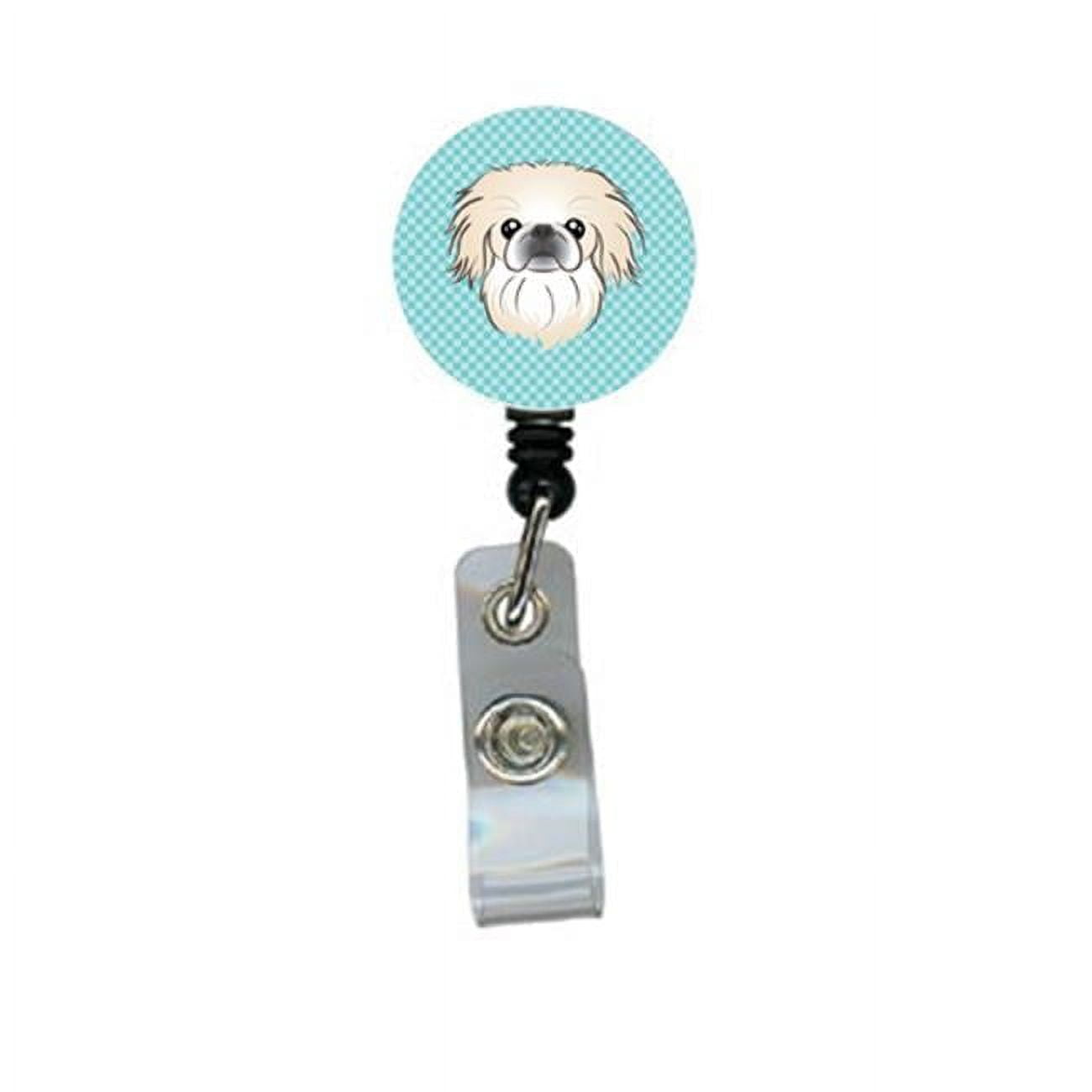 Checkerboard Blue Alaskan Malamute Retractable Badge Reel