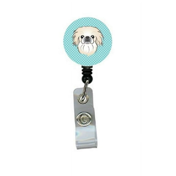 Carolines Treasures BB1159BR Checkerboard Blue Pekingese Retractable Badge Reel