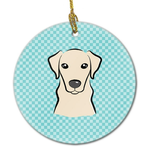 Carolines Treasures BB1160CO1 Checkerboard Blue Yellow Labrador Ceramic Ornament  3 in multicolor