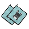 thumbnail image 1 of Carolines Treasures BB1165PTHD Checkerboard Blue French Bulldog Pair of Pot Holders  7.5HX7.5W multicolor, 1 of 3