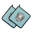 thumbnail image 1 of Checkerboard Blue Saluki Pair of Pot Holders, 1 of 3