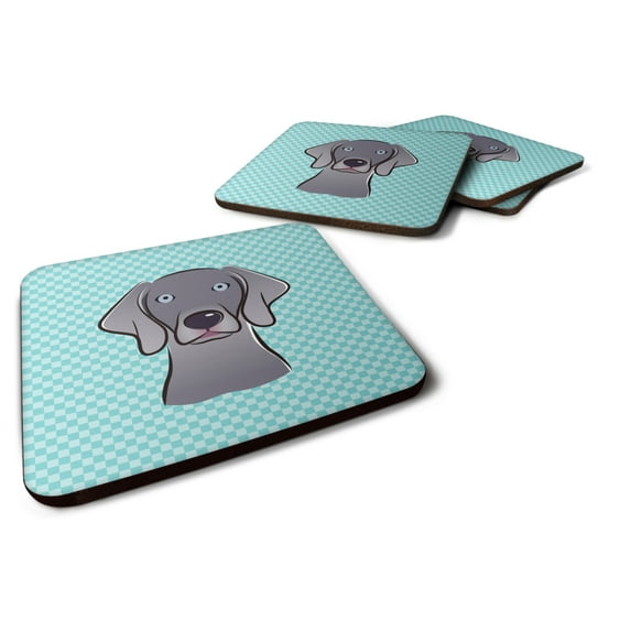 Carolines Treasures BB1169FC Checkerboard Blue Weimaraner Foam Coaster Set of 4 3 1/2 x 3 1/2 multicolor
