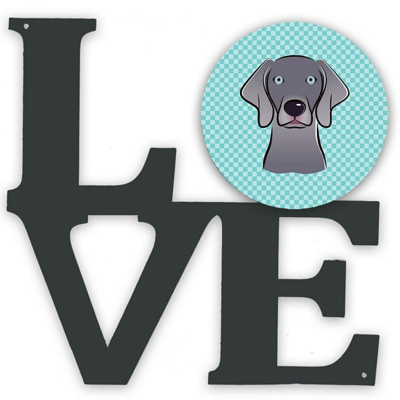 Carolines Treasures BB1169WALV Checkerboard Blue Weimaraner Metal Wall Artwork LOVE 12X12 multicolor