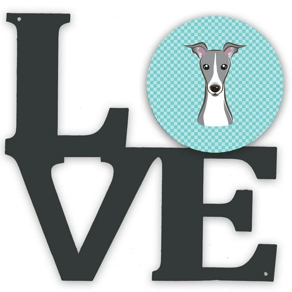 Carolines Treasures BB1174WALV Checkerboard Blue Italian Greyhound Metal Wall Artwork LOVE 12X12 multicolor