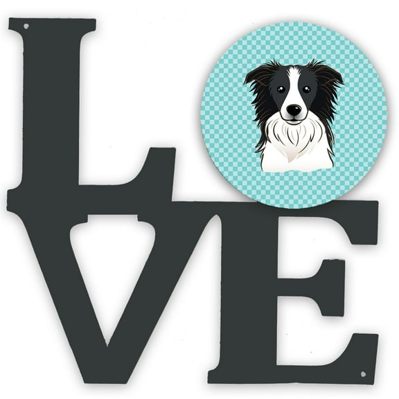 Carolines Treasures BB1179WALV Checkerboard Blue Border Collie Metal Wall Artwork LOVE 12X12 multicolor