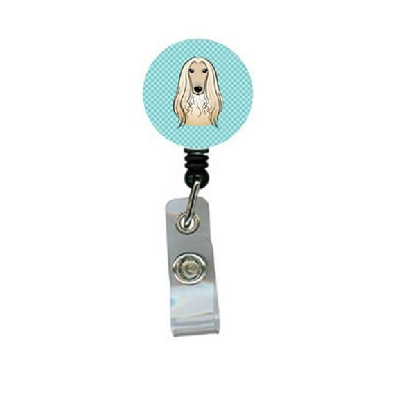 Carolines Treasures BB1182BR Checkerboard Blue Afghan Hound Retractable Badge Reel