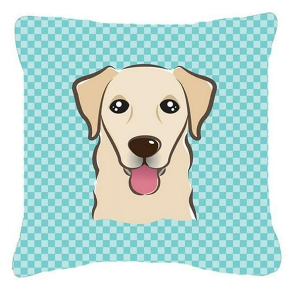 Caroline's Treasures BB1190PW1414 Checkerboard Blue Golden Retriever Canvas Fabric Decorative Pillow , 14Hx14W,