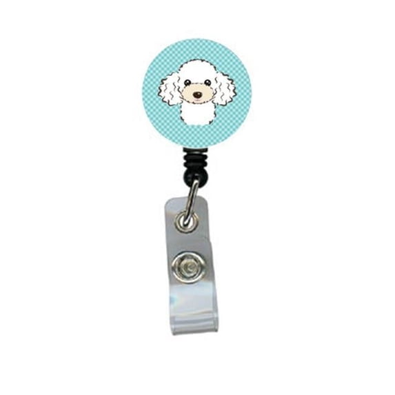 Carolines Treasures BB1195BR Checkerboard Blue White Poodle Retractable Badge Reel