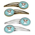thumbnail image 1 of Carolines Treasures BB1198HCS4 Checkerboard Blue Jack Russell Terrier Barrettes Hair Clips, Set of 4, 1 of 1