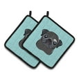 thumbnail image 1 of Carolines Treasures BB1201PTHD Checkerboard Blue Black Pug Pair of Pot Holders , 7.5HX7.5W, multicolor, 1 of 3