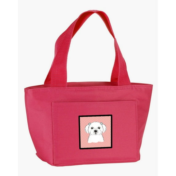 Carolines Treasures BB1208PK-8808 Checkerboard Pink Maltese Lunch Bag multicolor