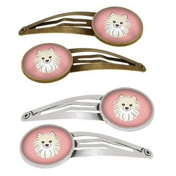 Carolines Treasures BB1221HCS4 Checkerboard Pink Pekingese Barrettes Hair Clips, Set of 4