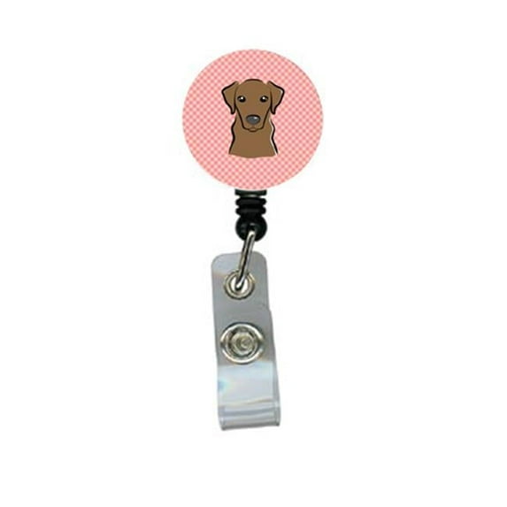 Carolines Treasures BB1234BR Checkerboard Pink Chocolate Labrador Retractable Badge Reel