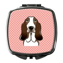 Carolines Treasures BB1243SCM Checkerboard Pink Basset Hound Compact Mirror BB1243SCM  multicolor