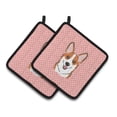 thumbnail image 1 of Checkerboard Pink Corgi Pair of Pot Holders, 1 of 3
