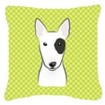thumbnail image 1 of Carolines Treasures BB1271PW1818 Checkerboard Lime Green Bull Terrier Fabric Decorative Pillow- 18 x 18 In., 1 of 3