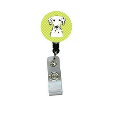 Carolines Treasures BB1272BR Checkerboard Lime Green Dalmatian Retractable Badge Reel