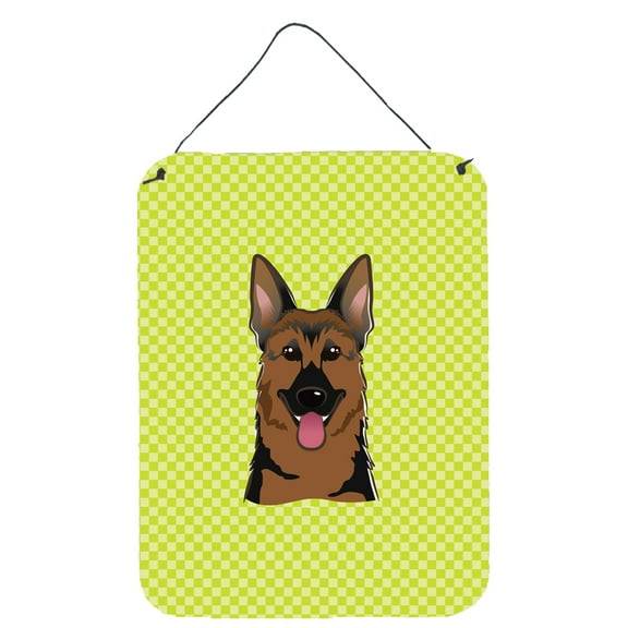 Carolines Treasures BB1273DS1216 Checkerboard Lime Green German Shepherd Wall and Door Hanging Prints