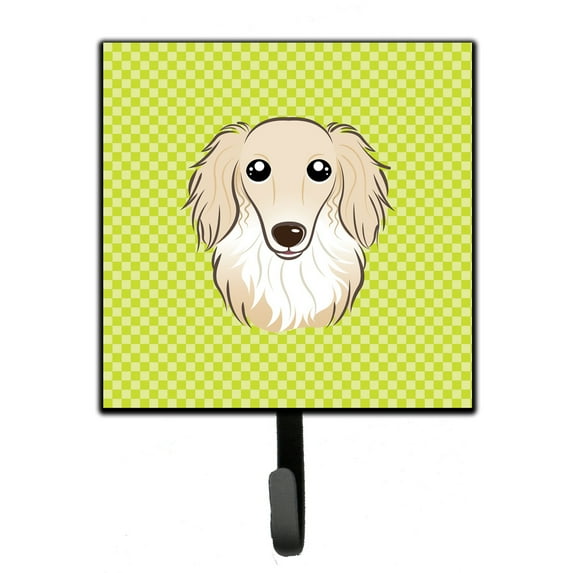 Carolines Treasures Checkerboard Lime Green Longhair Creme Dachshund Leash or Key Holder 7Hx4.25W multicolor