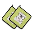 thumbnail image 1 of Carolines Treasures BB1282PTHD Checkerboard Lime Green White English Bulldog Pair of Pot Holders , 7.5HX7.5W,, 1 of 3