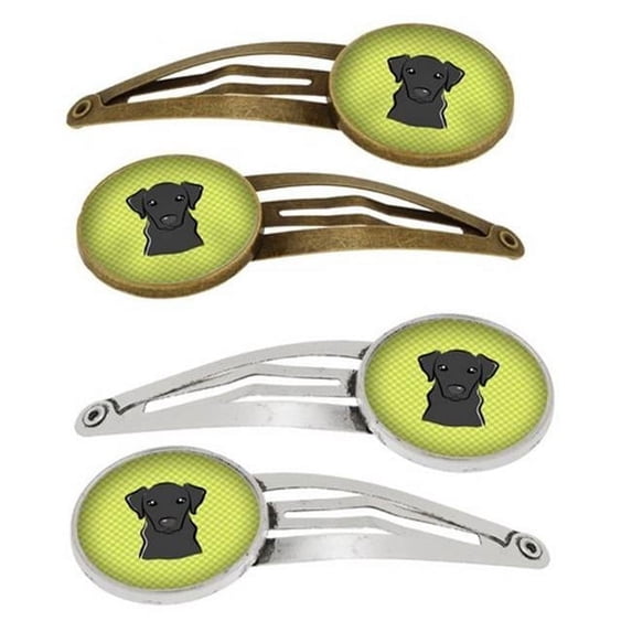 Carolines Treasures BB1297HCS4 Checkerboard Lime Green & Black Labrador Barrettes Hair Clips, Set of 4