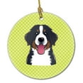 thumbnail image 1 of Carolines Treasures BB1299CO1 Checkerboard Lime Green Bernese Mountain Dog Ceramic Ornament  3 in multicolor, 1 of 2