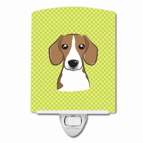 Carolines Treasures BB1301CNL Checkerboard Lime Green Beagle Ceramic Night Light