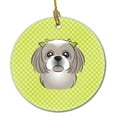 thumbnail image 1 of Carolines Treasures BB1312CO1 Checkerboard Lime Green Gray Silver Shih Tzu Ceramic Ornament  3 in multicolor, 1 of 1