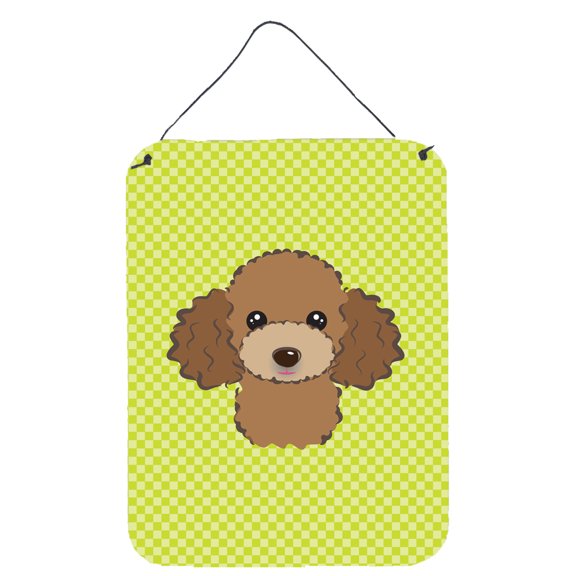 Caroline's Treasures BB1318DS1216 Checkerboard Lime Green Chocolate Brown Poodle Wall or Door Hanging Prints, 12x16,